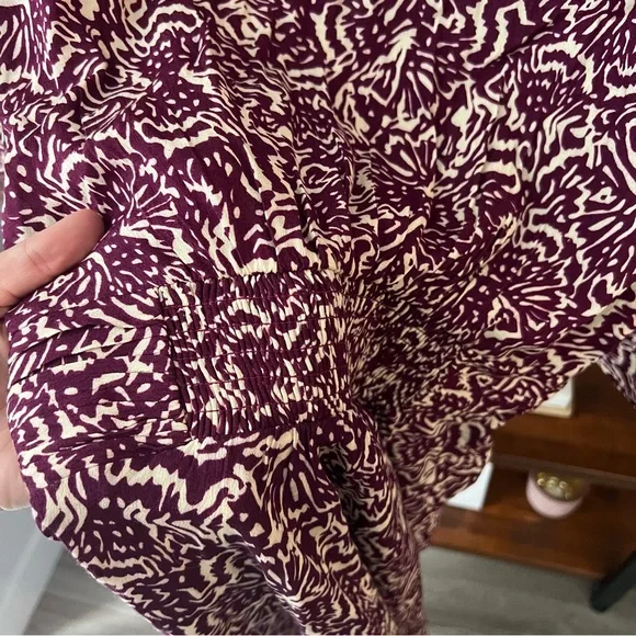 BA&SH Loa Midi dress in purple ivory print women’s size US 8 INT L - Picture 9 of 11